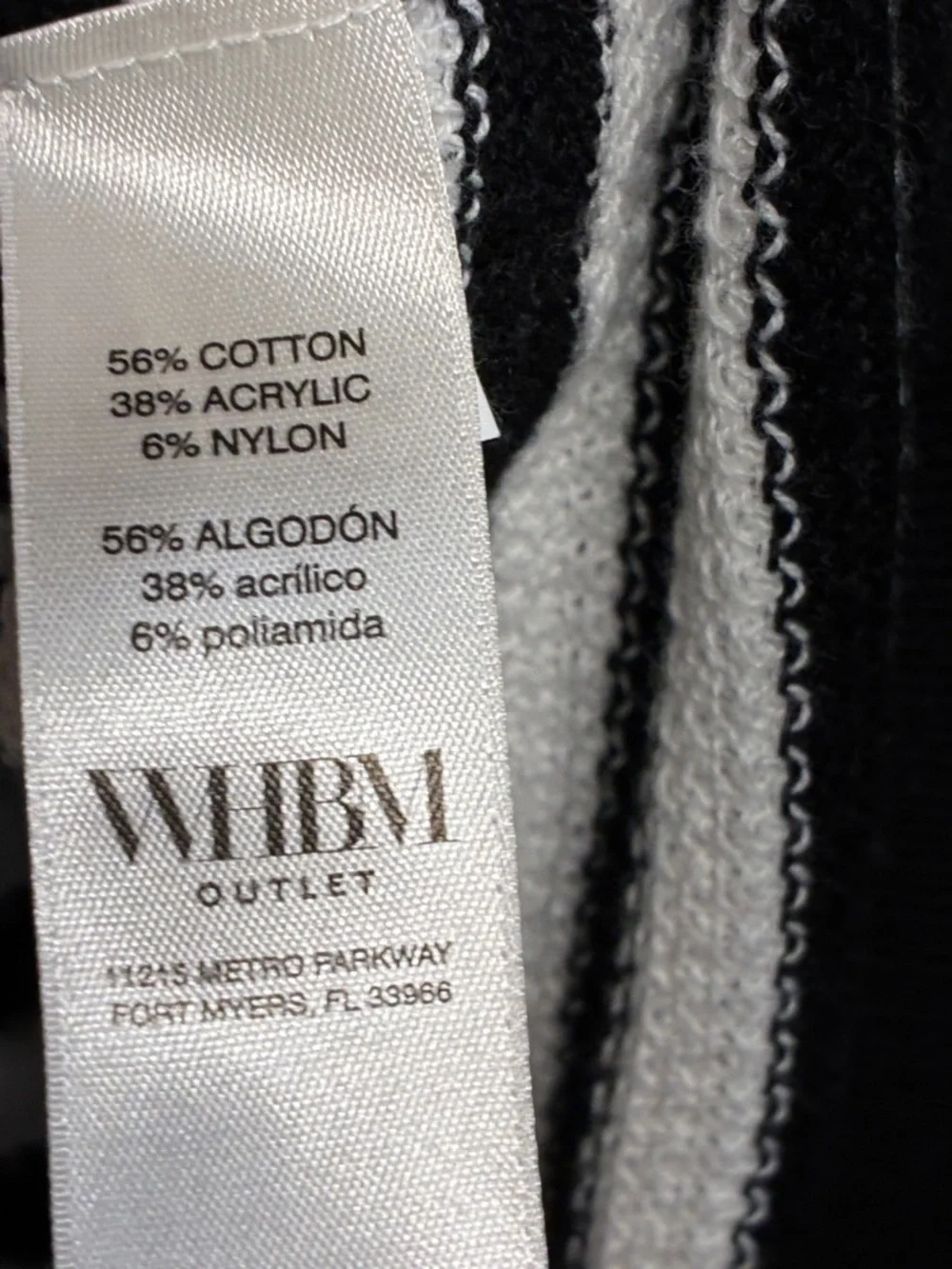 White House Black Market Black White Striped V Neck Sweater Women’s Small